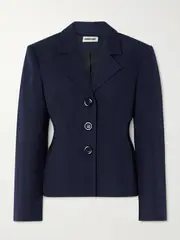 [SHUSHU/TONG] SHUSHU/TONG - Wool And Silk-blend Twill Blazer - Navy - UK 12 UK 12 Blue
