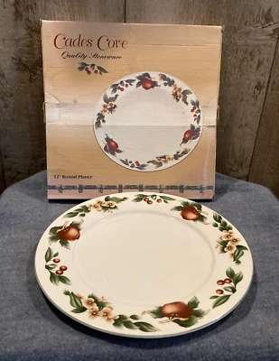 Cades Cove Stoneware Serving Platter Apple/Flower Pattern Item 13917 12" Round