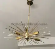 Brass Urchin Chandelier Ceiling Light Modern Atomic Sputnik 6 Arms 6 Light