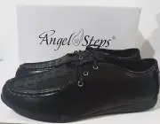 Angel Step Dasher Lace-Up Shoes Women's 11 Med Black Faux Leather New in Box