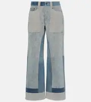 [Marine Serre] Marine Serre Patchwork high-rise wide-leg jeans AU 14 blue