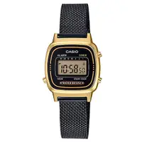 在飛比找蝦皮商城優惠-【CASIO】卡西歐 復古米蘭錶帶優雅電子錶-黑X金 LA-