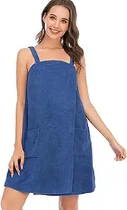 [KUYYFDS] Towel Dress Absorbent Towel Wrap for Women with 2 Shoulder Straps Quick-Drying Dress with Hook and Loop Tape Soft Robe for Sauna Spa Shower