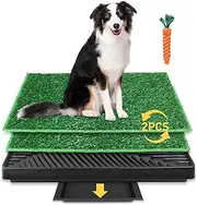 BRIAN & DANY Dog Toilet Puppy Pee Training Pad, with Two Artificial Grass Mats and Waste Tray for Indoor/Outdoor, 63cm x 51cm