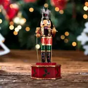Christmas Nutcracker Figurine Music Box Decorative Statue for Entrance Party