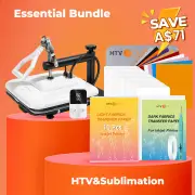 [Essential Bundle] Manual Heat Press Machine 15" x 15" 230V - (2 Colors) & 52 Pcs Heat Press Accessories (HTV, Heat Transfer Paper, Subli Paper, Tools), White