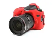 Camera silicone cover for EOS 70D & LCD Screen Protector RED