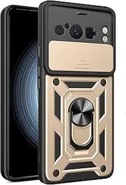 Compatible with Google Pixel 8 Pro Case,Compatible with Google Pixel 8 Pro 5G GC3VE G1MNW Magnetic Bracket [PC+TPU] 2 in 1 Slide Lens Gold
