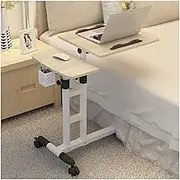 Overbed Table Mobile Standing Desk Tilt Top Overbed Table Adjustable Rolling Laptop Table Steel Frame W/Wheels Lifting Computer Desk Portable