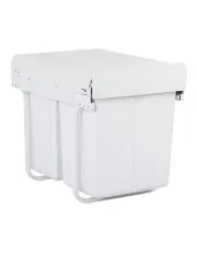 Cefito Pull Out Kitchen Bin Double Basket 2X20L in White