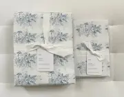 Pottery Barn MICHA PRINTED Cotton King Sheet Set & 2 Extra King Pillowcases Blue
