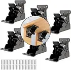 0-90 Degree Black Folding Table Legs Bracket Self-Lock Hinge Hardware 6 Pack