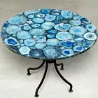 Round Blue agate Coffee Table Tops, agate Console Bar Table, Hallway Decors tops