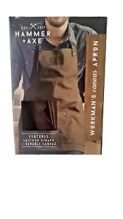 Hammer & Axe Workman's Canvas Apron-Leather Straps-Durable Canvas- New in Box.