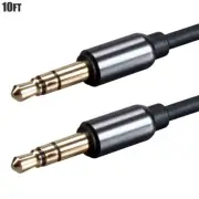 10FT Auxiliary AUX 3.5mm 1/8" TRS Male to Male Stereo Audio Cable Cord Gold Plug