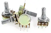 Aexit 5 (Potentiometer) Pcs B2K 2K Ohm 3 Pin Terminals Single Linear Rotary (69ry158qf93) Taper Potentiometers