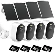 Outdoor Wireless Security Cameras, 2K/3MP QHD Security System, 4 Camera Kit with 130°Wide View, Night Vision, Spotlight, IP65 Waterproof, Compatible with Alexa,