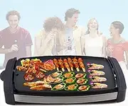 Electric Grill Pan, 2000W Teppanyaki Grill, Grill Plate with 5 Gears Temperature Control and Drawer Drain Pan, Teppanyaki Electric Grill, Maximum Temperature 250℃, for Family Dinne Party Camping