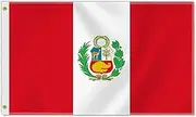 Large 3×5 FT Peru Flag, Big 75D Peruvians National Outdoor Banner,DecorGarden With Brass Gromment