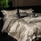 Yarn-dyed Jacquard Bedding Set 4pcs Quilt Cover Flat Sheet 2 Pillowcases Silky