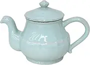 Casafina Stoneware Ceramic Impressions Collection Large Tea Pot 11" x 6.25" H7" 44 oz. Robins Egg Blue