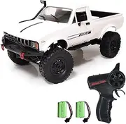 GoolRC RC Truck, WPL C24 RC Crawler 1/16 Scale Remote Control Car, 4WD All Terrain Off Road Pickup Truck, 2.4GHz RC Climbing Car with LED Light, 2 Batteries for Adults (White)
