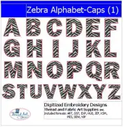 Embroidery Design Set - Zebra Alphabet Caps - 26 Designs - 9 Formats - USB Stick
