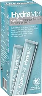 Hydralyte Electrolyte Ice Blocks Colour Free Lemonade Flavoured 16 Packs