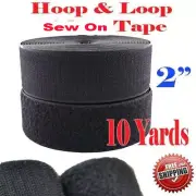 2" Black Sew-on Hook & Loop Tape 10 Yards Style Fastener 30 FT Fastener