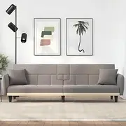 Taupe Sofa Bed, Folding Sleeper Couch for Living Room, Small Space | Convertible Lounge, Comfy Chair & Adjustable Back | Furniture with Cup Holders & USB Ports