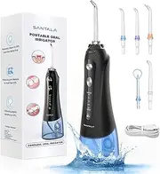 SANTALA Powerful Cordless Water Flosser for Teeth, Gums, Braces, Dental Care, Rechargeable, Portable and Waterproof, Power Display, 300mL, 5 Modes, 5 Replaceable Jet Tips for Home Travel Use