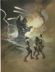 1985 full Color Plate "Darkness at Times Edge " Frazetta Fantastic GGA Print