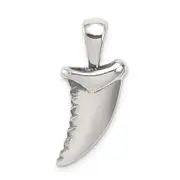 Sterling Silver Antiqued Polished Shark Tooth Pendant