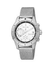 Just Cavalli Quartz Chronograph Watch Silver Mesh Band Men Watches