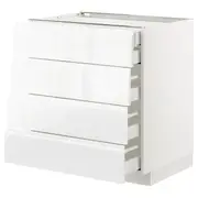 METOD base cb 4 frnts/2 low/3 md drwrs, white Maximera/Voxtorp high-gloss/white, 80x60x80 cm