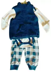 NWT Boys Chick Pea 3 pc set pants vest snap suit size 12 months cute set
