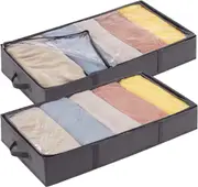 Foldable Underbed Storage Bags - Set of 2, Grey