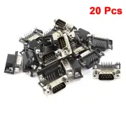 20 Pieces Panel Mount Right Angle DB9 RS232 Serial Male Socket Adapter Connector