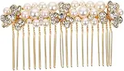 SOESFOUFU Bridal Rhinestone Hair Comb for Women Lightweight Hair Side Comb Accessories for Wedding Engagement and Prom Classic Pearl Design