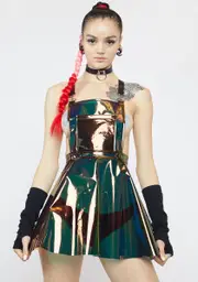 [Club Exx] Techno Gurl Hologram Overall Dress