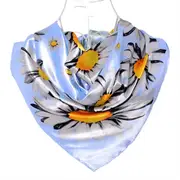 ANYYOU Scarf for Women Daisy Blue Print Square Silk Shawl For Summer Spring And Fall