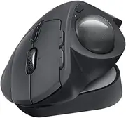 Logitech MX Ergo S Advanced Wireless Trackball Mouse, USB-C Rechargeable Wireless Ergonomic Mouse with Bluetooth and Encrypted Dongle, 6 Programmable Buttons, for PC/Mac