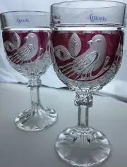 NWT AMARIS BYRDES Natchmann Hofbauer Ruby Red Wine Cut Crystal Goblet Bird Glass