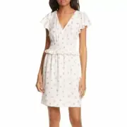 Rebecca Taylor Size L Maui Floral Silk Blend Dress in Snow Combo NWT $395 Date