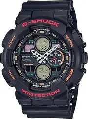 CASIO Men's G-Shock Duo Analog-Digital Watch, Red Lettering Bezel Black Face, Black Band