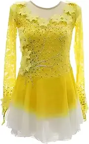 [Zagitova] Figure Skating Dress, Girls Hook Finger Shiny Rhinestone Skating Performance Competition Wear Costume
