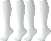 QiFon Compression Socks for Men and Women, 2/4/6 Pairs 20-25mmHg Knee Socks for Sports, Athletics, Edema, Diabetics, Varicose Veins, Travel, Pregnancy, Breastfeeding, 2 Pairs WH, Small