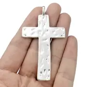 Big HAMMERED CROSS PROTECTION FAITH Pendant 28" 925 Sterling Silver Necklace Men