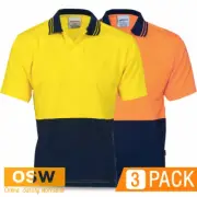 3 x Hi Vis Cool Breeze Combed COTTON Jersey Short Sleeve Food Industry Work Polo