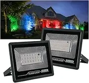 LED Flood Light Outdoor,50W/100W LED Work Light,16 Color 4 Modes Garden Lights with Plug,IP66 Waterproof RGB Landscape Light for Yard Garden Stadium Garage Playground (4 PCS, 50W)
